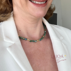 Conjunto Colar e Pulseira Cristal com Banho Ouro 18K da Lajoá Semijoias e Acessórios, uma combinação perfeita de elegância e charme! 
