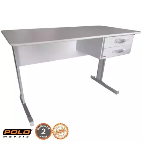 MESA 1,20 X 0,60 COM 02 GAVETAS PÉ DUPLO CINZA - comprar online