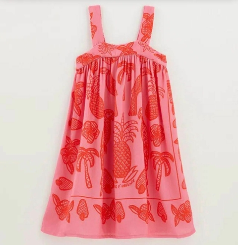 VESTIDO RENDA TROPICAL ROSA FÁBULA