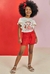 CONJ BLUSA EM COTTON E SHORTS EM CREPE VERMELHO