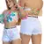 Short Jeans Feminino Cintura Alta Destroyed - PlanetShoes