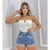 Shorts Jeans pedraria cintura alta premium