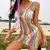Lingerie de fada sexy, vestido xadrez colorido, malha, meias de seda, uniforme, vista através do macacão, arco-íris, rede de pesca na internet