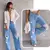 Calça Jeans feminina Wide Leg CARGO E BASICA Pantalona boca larga - cintura alta premium