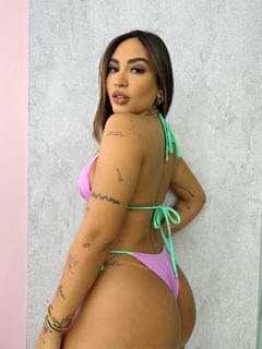 Biquíni Cortininha Viés lilás e verde - comprar online