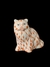 Gato de porcelana, provavelmente Herend, Hungria, decorado com elementos geométricos na tonalidade laranja coral. Medidas 10 x 10 x 5 cm.
