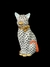 Herend, Hungria, belo e colecionável gato de porcelana decorado com elementos geométricos escuros combinados