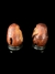 Netsuke, raro par de madeira em formato ovóide ricamente entalhado representando equinos e caprinos sobre base de madeira - loja online