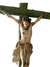 Cristo crucificado de madeira policromada, Minas Gerais, séc. XIX. Cruz com pátina verde envelhecido com ponteiras na internet