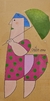 Gustavo Rosa, Mulher com Guarda Chuva, técnica mista, colagem e acrílica sobre cartão. Assinado ao centro. Medidas 45 x 23 cm. - comprar online