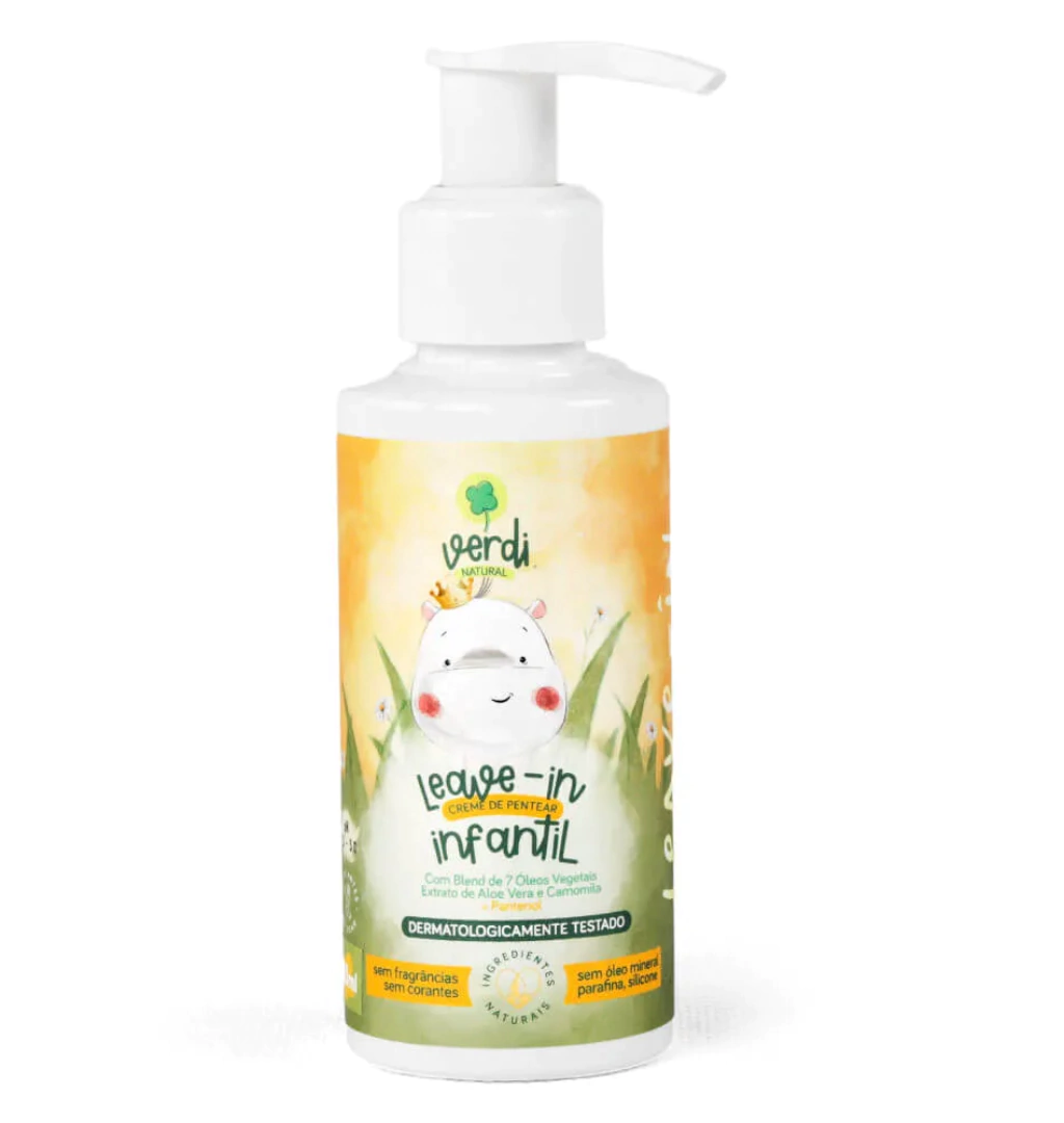 Leave In Creme de Pentear Infantil 100% Natural com blend de 7 Óleos essenciais - Verdi Natural