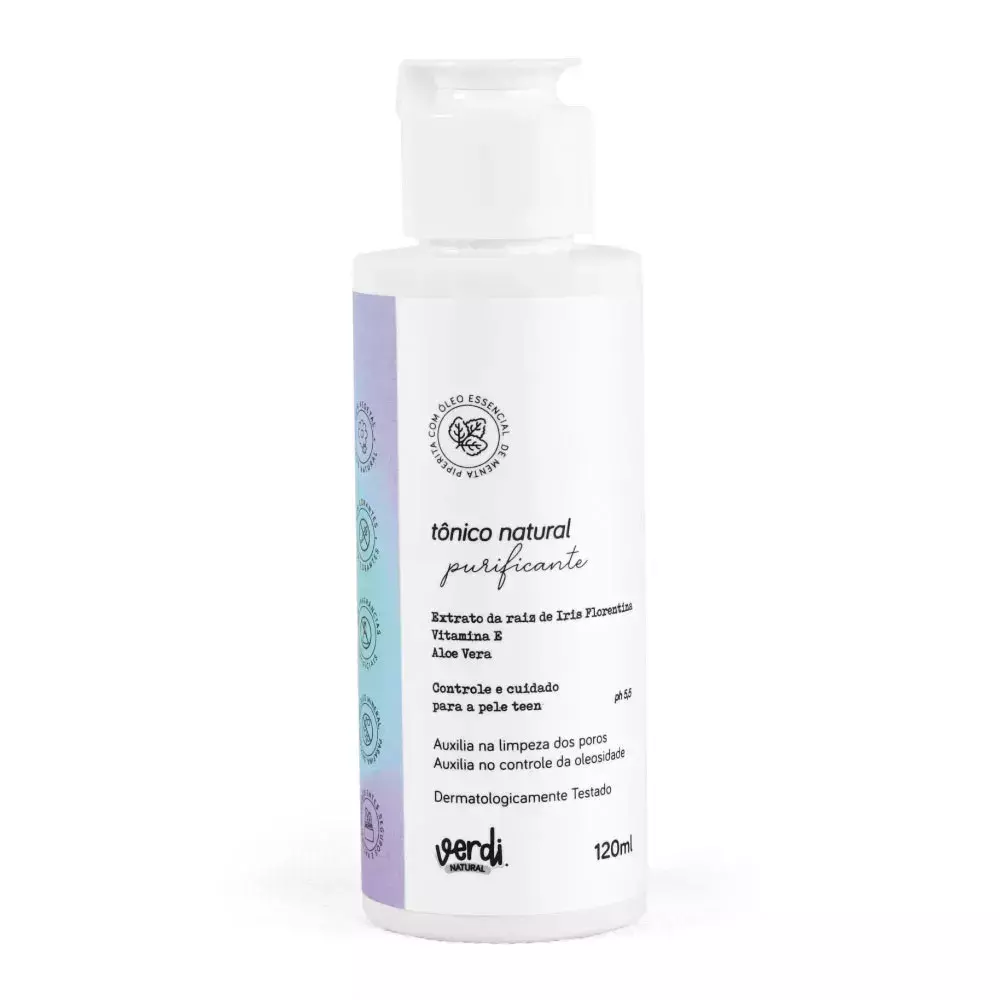 Tônico Facial Natural Purificante para pele com acne e oleosa - 120ml - Verdi Natural