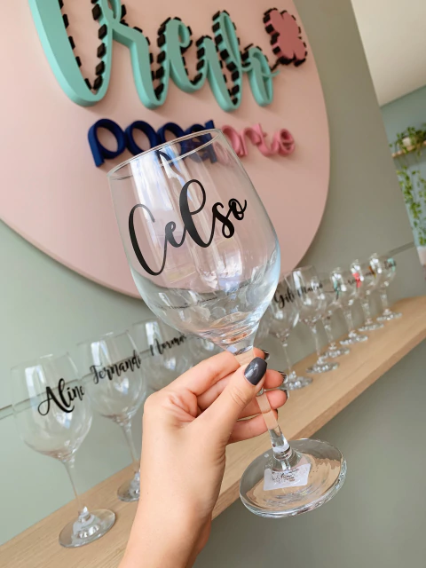 Taça de Vinho Personalizada Com Nome Vidro 490ml - loja online