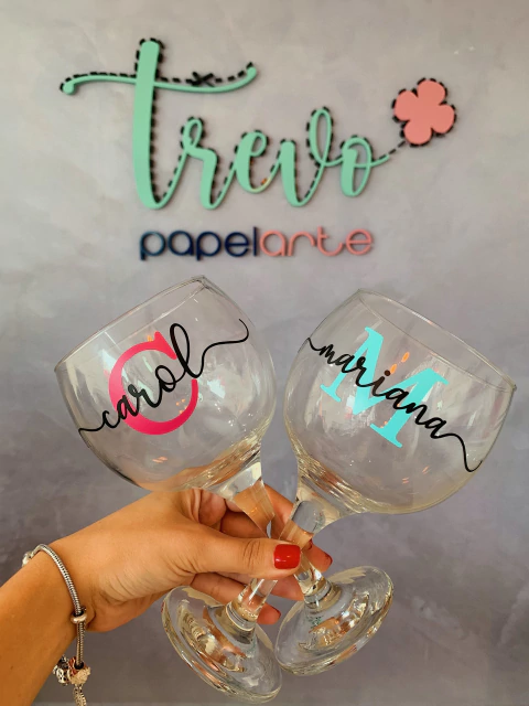 Taça Gin Vidro Personalizada com Nome e Inicial 600ml na internet