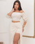 Conjunto Short Saia Midi Com Fenda Frontal Cropped Ciganinha - Jô Modas