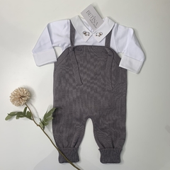 Jardineira Cinza - Betina Mini Closet  | Roupas de bebê