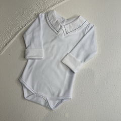 Body Manga Longa Pontilhado Azul - Betina Mini Closet  | Roupas de bebê