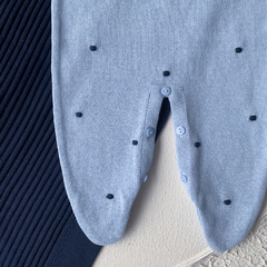 Macacão Azul com Poá - Betina Mini Closet  | Roupas de bebê