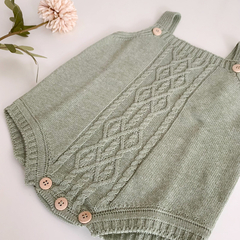 Romper Trança Verde - Betina Mini Closet  | Roupas de bebê