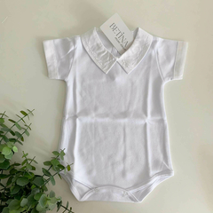 Body Masculino Manga Curta Bordado Branco - comprar online
