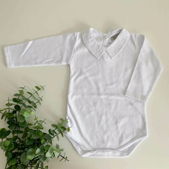 Body Camisa Bordado Linha Dupla Branca