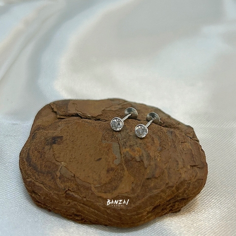 Par de Brincos Ponto de Luz com Zircônia Ouro 18k