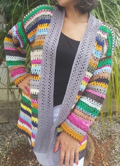 Cardigam croche multicolorido