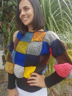 Blusa Croche Squares multicolorida