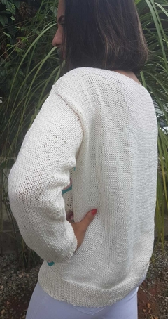 Blusa mix squares off white multicolorida - comprar online