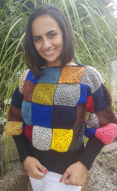 Blusa Croche Squares multicolorida na internet
