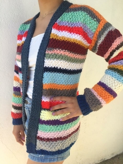 Cardigam trico multicolorido