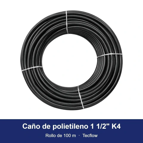 Caño de polietileno 1 1/2" K4 negro - Rollo de 100 m
