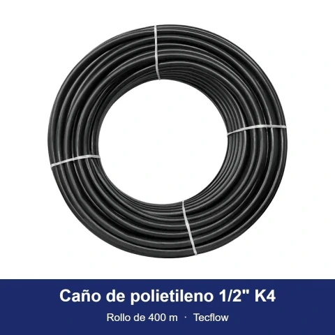 Caño de polietileno 1/2" K4 negro - Rollo de 400 m