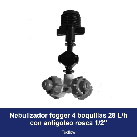Nebulizador fogger 4 boquillas 28 L/h con antigoteo rosca 1/2"