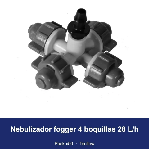 Nebulizador fogger 4 boquillas 28 L/h - Pack x50