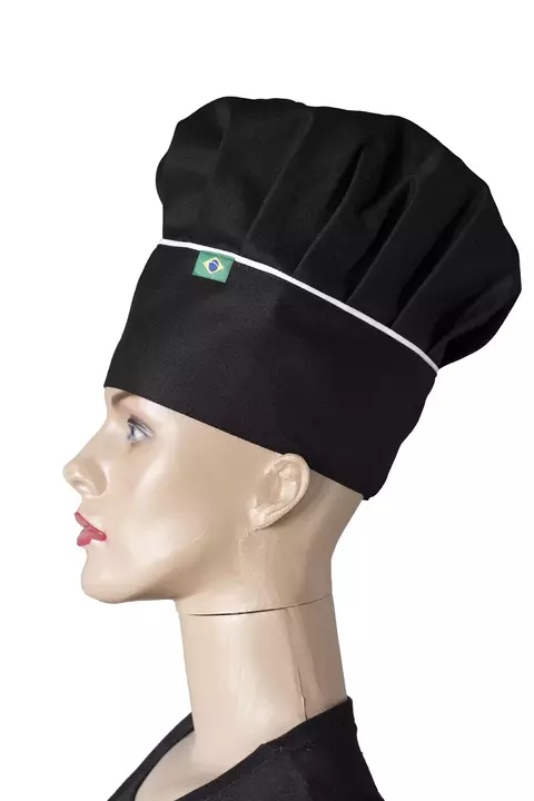 TOUCA CHEF BRIM PRETA C/VIVO BRANCO - comprar online