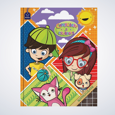 CADERNO QUADRICULADO - COMEÇANDO A ESCREVER - BROCHURA - 40 FOLHAS - FORONI