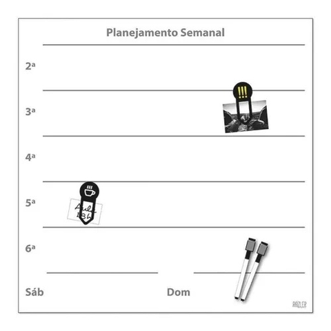 QUADRO PLANNER ADESIVO SEMANALPRETO E BRANCO 45X45CM MPM1814 RAIZLER