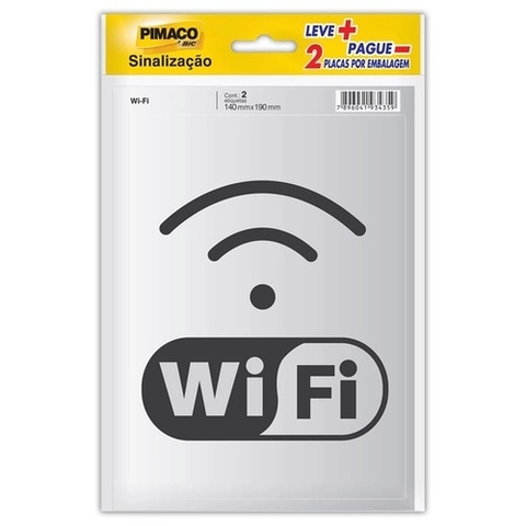 PLACA DE SINALIZAÇÃO WIFI 14CMX19CM BL. C/02 891735 - PIMACO