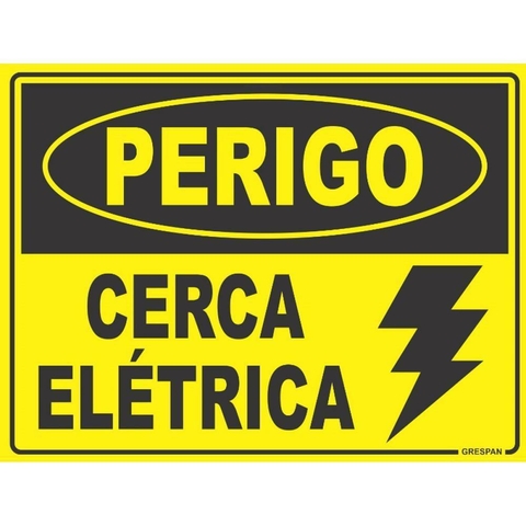 PLACA DE SINALIZAÇÃO PERIGO CERCA ELÉTRICA 15X20CM. PACOTE COM 05 GR216 - GRESPAN