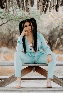 Conjunto de Lino azul aqua