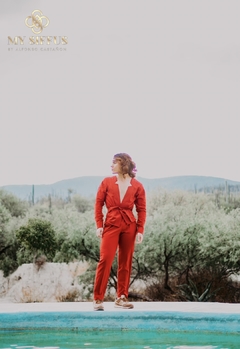 Conjunto de Lino color rojo quemado - comprar en línea