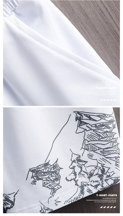 Camiseta masculina + conjuntos curtos masculinos 2022 novo homme 2 peças verão respirável casual conjunto de negócios moda harajuku estampado esporte terno