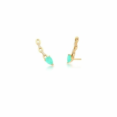 BRINCO EAR CUFF COM CRISTAL GOTA TURMALINA FUSION BANHADO A OURO