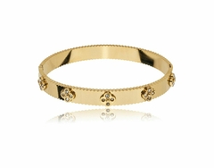 BRACELETE TREVO EM ZIRCONIA AÇO INOX BANHADO A OURO 18k
