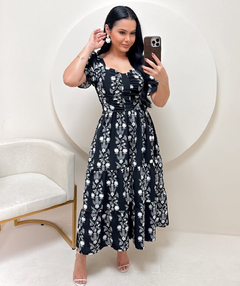VESTIDO NATHALIA COR PRETO FLORIDO - comprar online