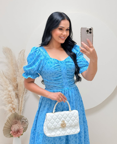 VESTIDO NATHALIA- COR AZUL FLORIDOO - comprar online