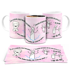 Caneca Eu Sou O Cordeirinho Fundo Rosa