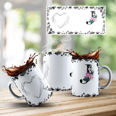 CANECA COM INICIAL DO NOME (ALFABETO FLORAL PRETO) - SO MAIS UMA CANECA