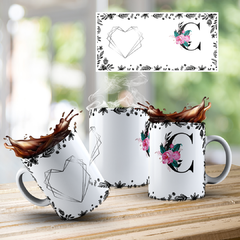 CANECA COM INICIAL DO NOME (ALFABETO FLORAL PRETO) na internet